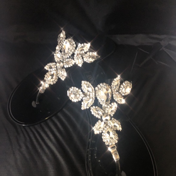 Bling Crystal Gem Embellished Flat Thong Sandals - Picture 3 of 3